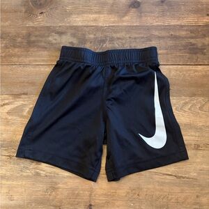 Nike Black Kids Athletic Shorts with White Swoosh Accent